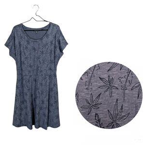 Toad & Co Cue Wrap Cafe Dress Blue Tropical Print Short Cap Sleeve Summer XL